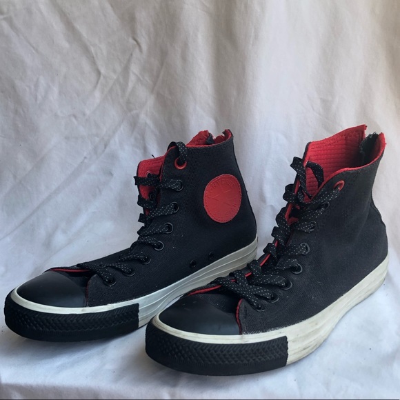 black and red converse high tops